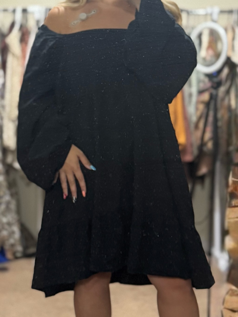 Universal Thread Black Off-Shoulder Dress